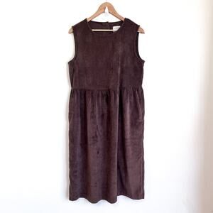 Offon Clothing Corduroy Dress Size O/S Chocolate Brown Lagenlook Oversized Midi